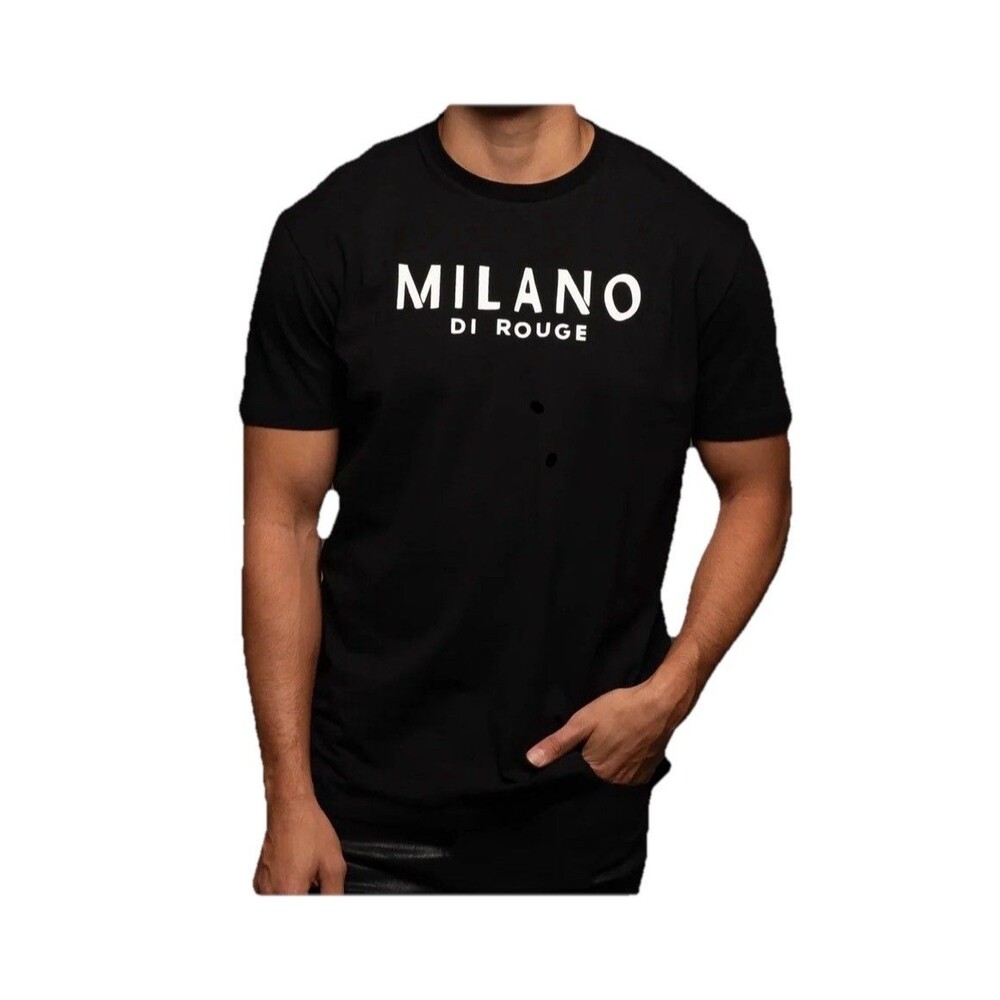 Milano Di Rouge Signature Tee Men's 2X Black Lux T-Shirt Logo White